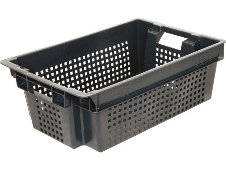 Ящик 600х400х200 1,5кг. дно сплошное, стенки перфорированные чёрный купить в Красноярске Ящик 600х400х200 1,5кг. дно сплошное, стенки перфорированные чёрный купить в Красноярске