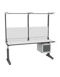 Стол монтажный ДиКом СР-200-01, ESD Thermopal, регулировка винтом, экран Э2, с подвесной тумбой Стол монтажный ДиКом СР-200-01, ESD Thermopal, регулировка винтом, экран Э2, с подвесной тумбой