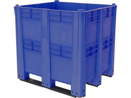 BoxPallet 1300х1150х1250 сплошной, на 3 полозьях синий купить в Красноярске
