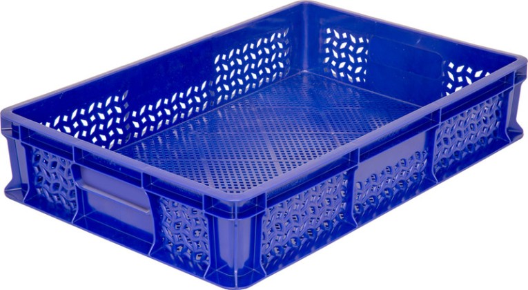 Ящик 600х400х120 перфорированный, без ручек синий купить в Красноярске Ящик 600х400х120 перфорированный, без ручек синий купить в Красноярске