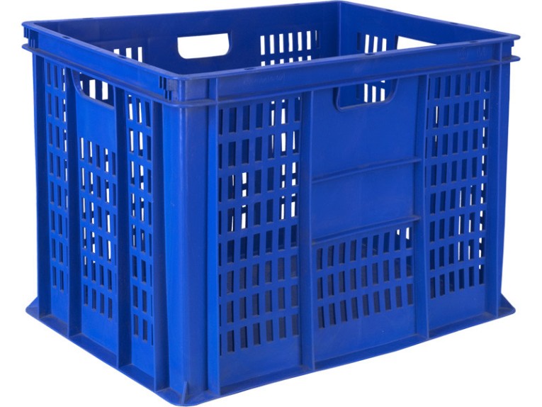 Ящик 600х400х410 перф. стенки сплошное дно синий купить в Красноярске Ящик 600х400х410 перф. стенки сплошное дно синий купить в Красноярске