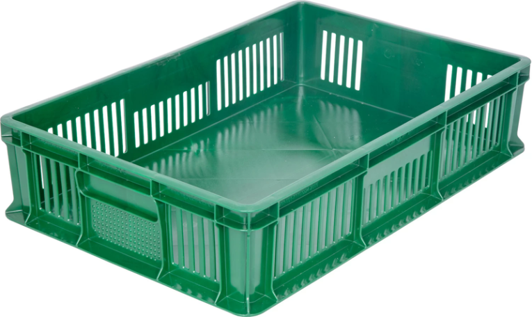 Ящик 600х400х140 мм дно сплош.стенки перф.без ручек зеленый купить в Красноярске Ящик 600х400х140 мм дно сплош.стенки перф.без ручек зеленый купить в Красноярске