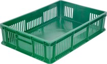 Ящик 600х400х140 мм дно сплош.стенки перф.без ручек зеленый Ящик 600х400х140 мм дно сплош.стенки перф.без ручек зеленый