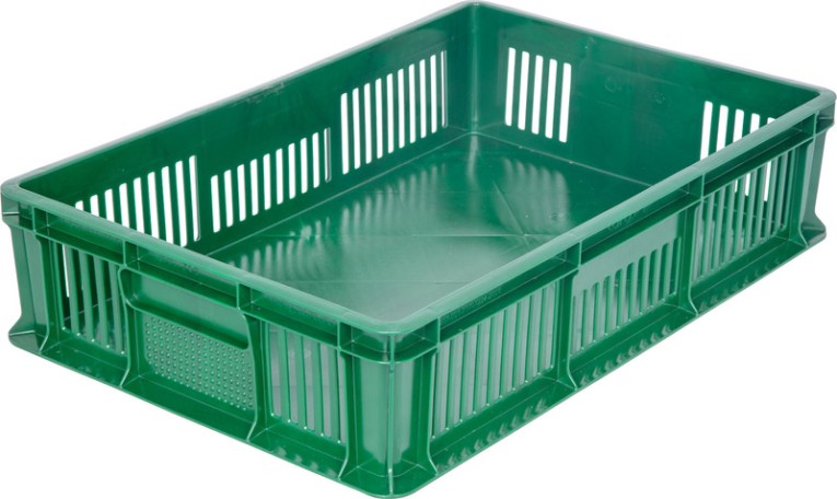 Ящик 600х400х140 мм дно сплош.стенки перф.без ручек зеленый купить в Красноярске Ящик 600х400х140 мм дно сплош.стенки перф.без ручек зеленый купить в Красноярске