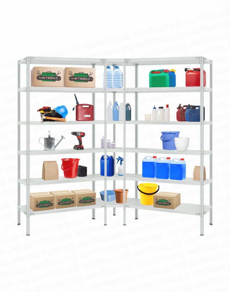 Стеллаж угловой 2000х1600х1600 (6 ярусов глубиной 400мм) купить в Красноярске Стеллаж угловой 2000х1600х1600 (6 ярусов глубиной 400мм) купить в Красноярске