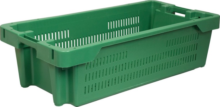 Ящик рыбный 800х400х225 перфорированный зеленый купить в Красноярске