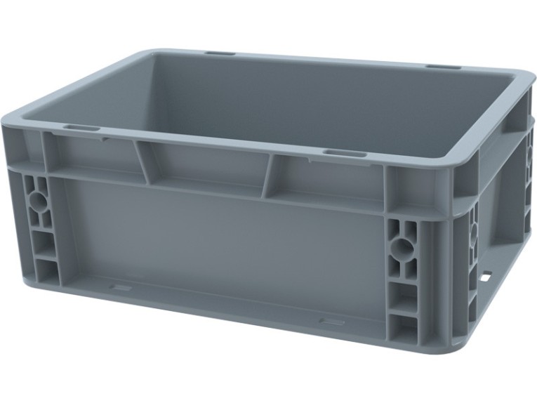 Ящик 300х200х120 сплошной, гладкое дно, цв. серый купить в Красноярске