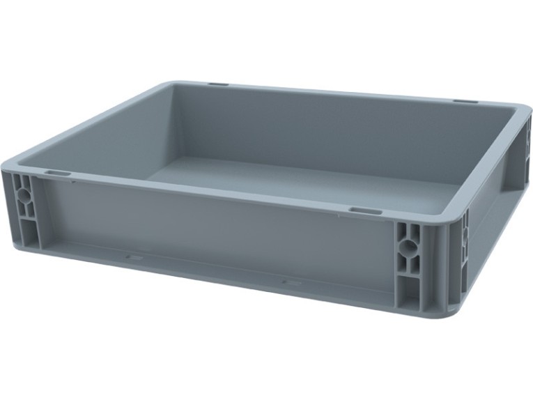 Ящик 400х300х75 сплошной, усиленное дно, цв. серый купить в Красноярске