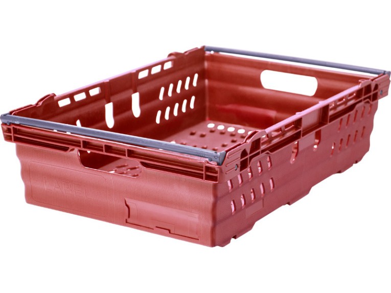 Ящик 600х400х167 со складываемыми ручками красный купить в Красноярске