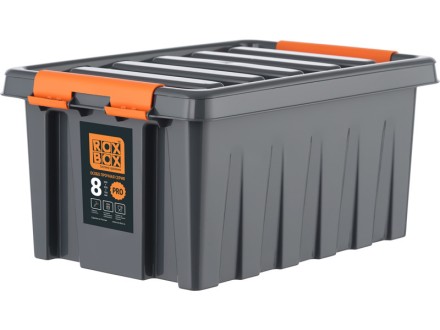 Контейнер особопрочный Rox Box PRO 8 (335х220х160 мм с крышкой и клипсами, антрацит) купить в Красноярске