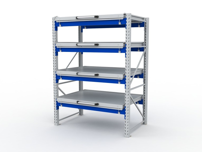 Стеллаж с выкатными платформами S-HEAVY 1000/1300 (4 яруса хранения) купить в Красноярске Стеллаж с выкатными платформами S-HEAVY 1000/1300 (4 яруса хранения) купить в Красноярске