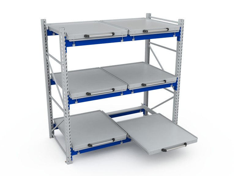 Стеллаж с выкатными платформами S-HEAVY 500 (3 яруса хранения) купить в Красноярске Стеллаж с выкатными платформами S-HEAVY 500 (3 яруса хранения) купить в Красноярске