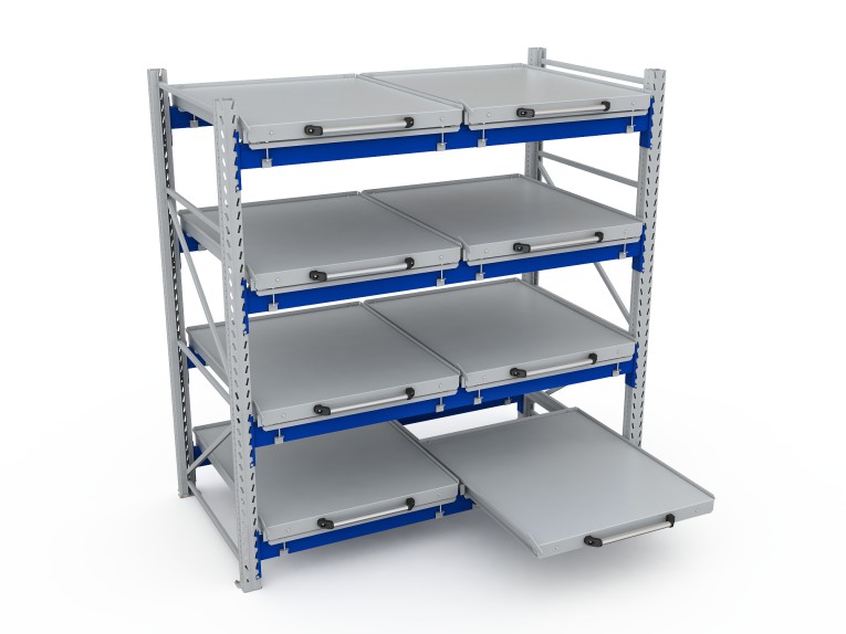 Стеллаж с выкатными платформами S-HEAVY 500 (4 яруса хранения) купить в Красноярске Стеллаж с выкатными платформами S-HEAVY 500 (4 яруса хранения) купить в Красноярске